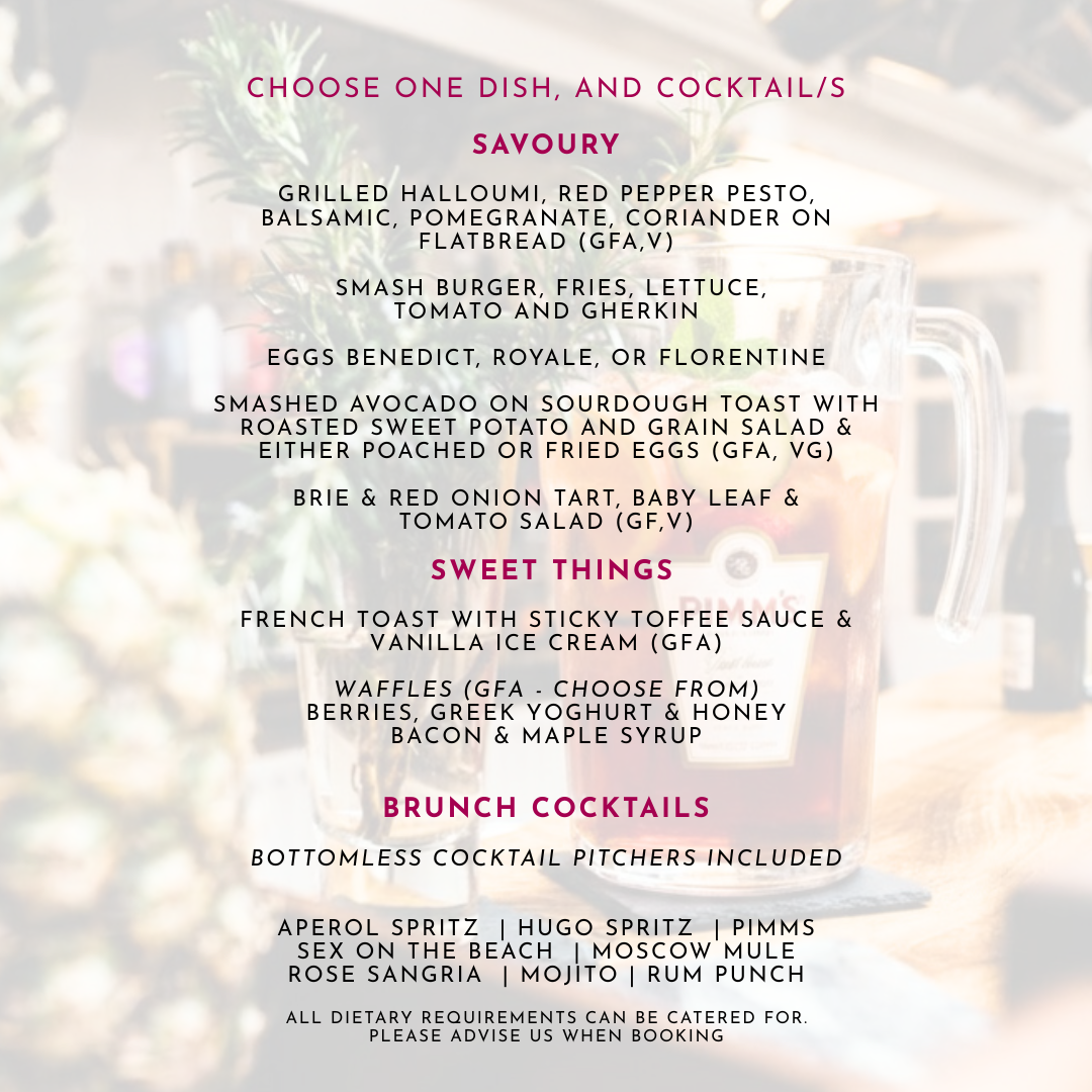 Bottomless Brunch Menu Augill Castle